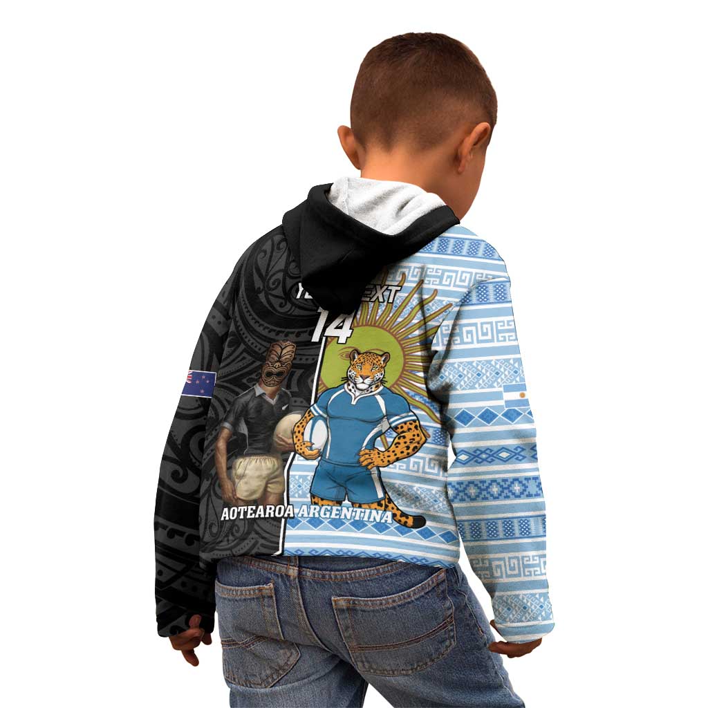 New Zealand Argentina Rugby Custom Kid Hoodie 2025 Los Pumas All Black Together - Aussie Hoodie