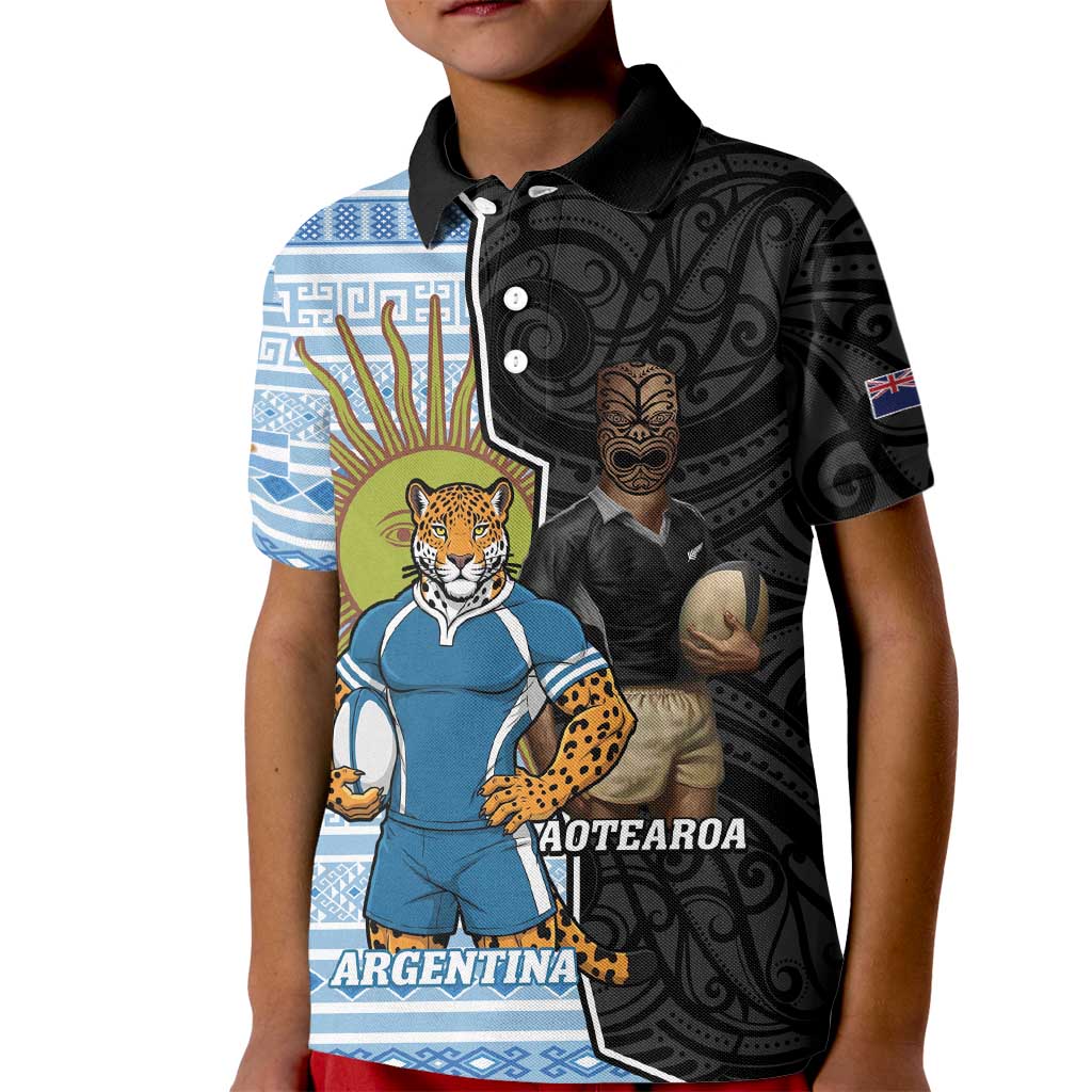 New Zealand Argentina Rugby Custom Kid Polo Shirt 2025 Los Pumas All Black Together - Aussie Hoodie