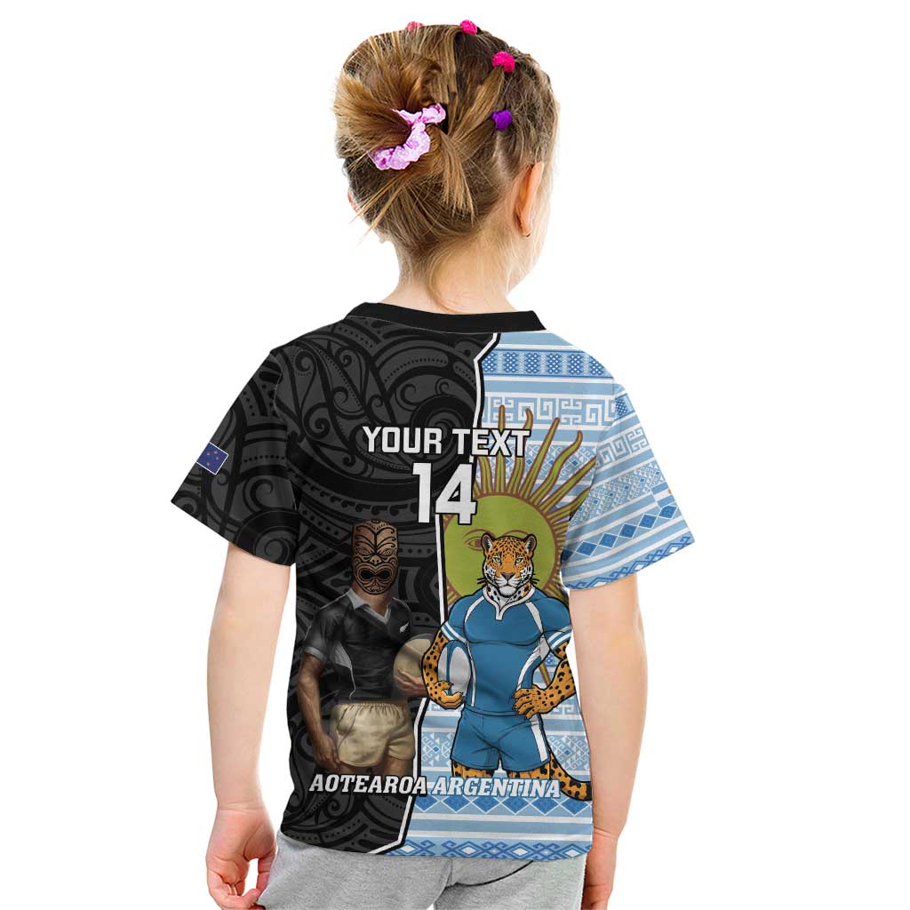 New Zealand Argentina Rugby Custom Kid T Shirt 2025 Los Pumas All Black Together - Aussie Hoodie