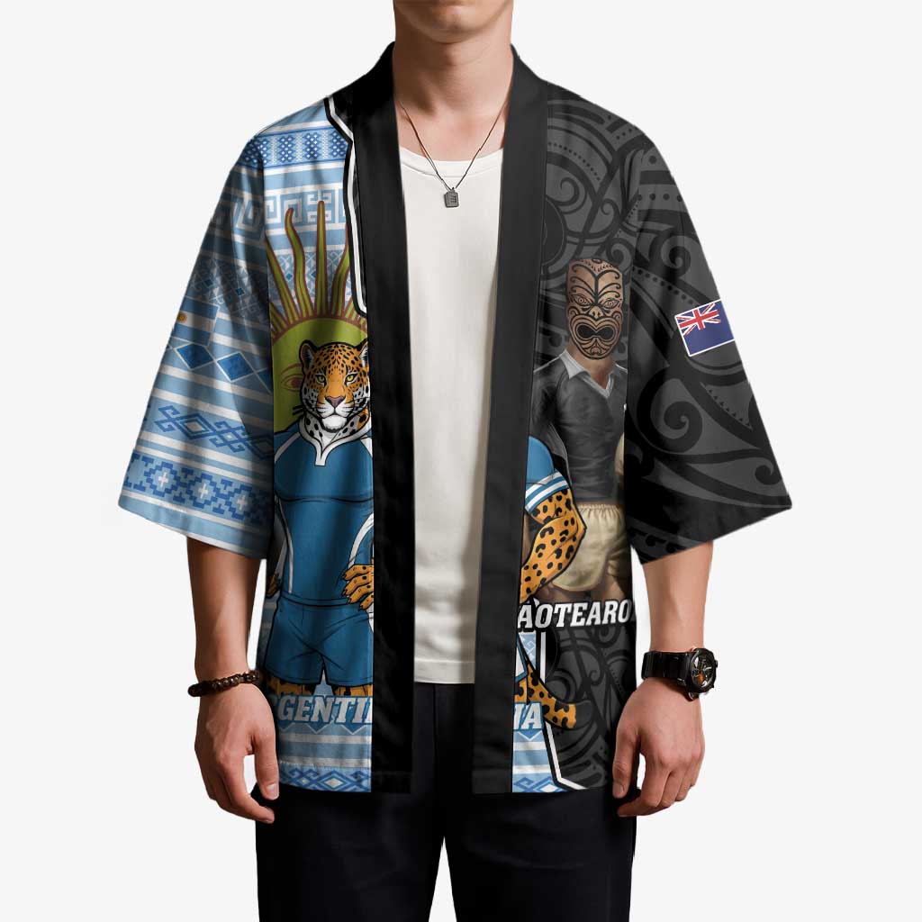 New Zealand Argentina Rugby Custom Kimono 2025 Los Pumas All Black Together - Aussie Hoodie