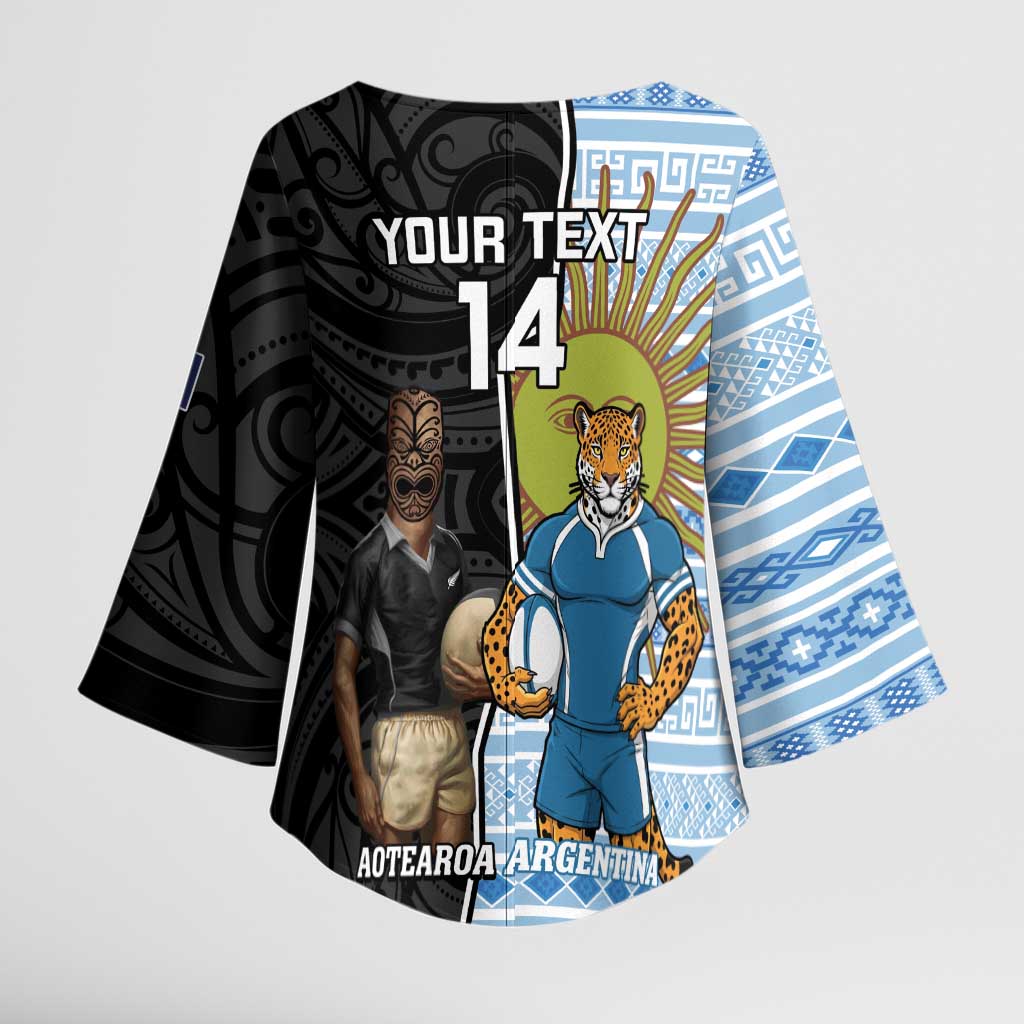New Zealand Argentina Rugby Custom Kimono Sleeve Blouse 2025 Los Pumas All Black Together - Aussie Hoodie