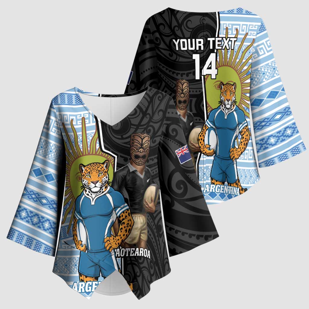 New Zealand Argentina Rugby Custom Kimono Sleeve Blouse 2025 Los Pumas All Black Together - Aussie Hoodie