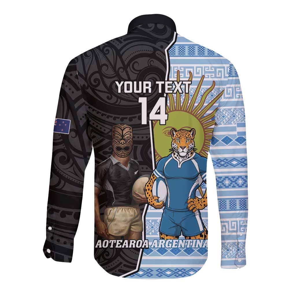 New Zealand Argentina Rugby Custom Long Sleeve Button Shirt 2025 Los Pumas All Black Together - Aussie Hoodie