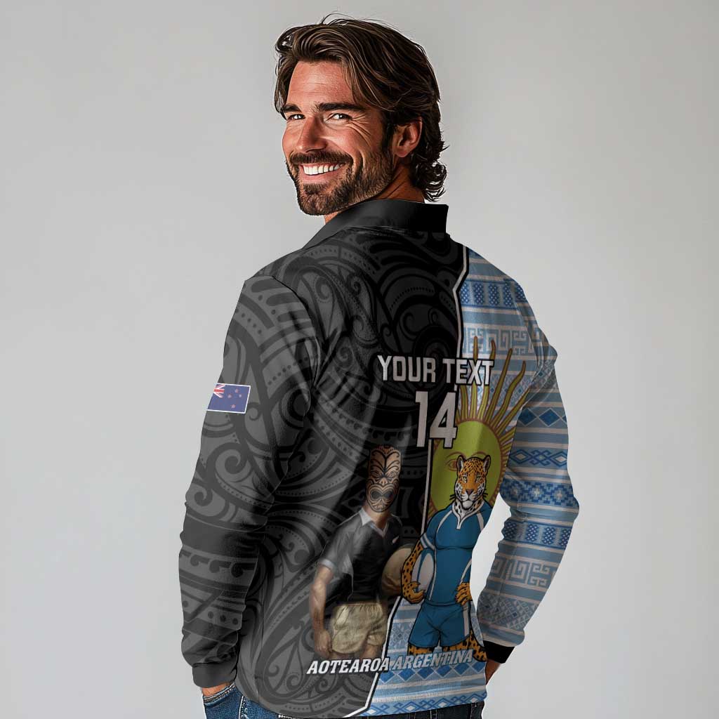 New Zealand Argentina Rugby Custom Long Sleeve Polo Shirt 2025 Los Pumas All Black Together - Aussie Hoodie