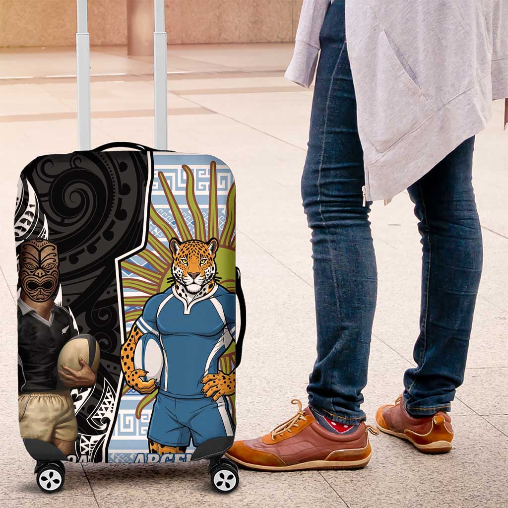 New Zealand Argentina Rugby Luggage Cover 2025 Los Pumas All Black Together - Aussie Hoodie