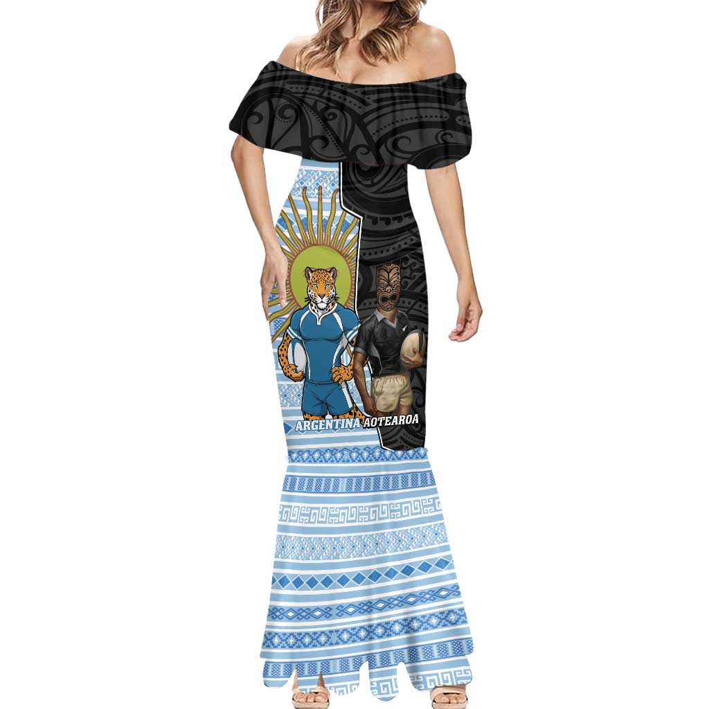 New Zealand Argentina Rugby Custom Mermaid Dress 2025 Los Pumas All Black Together - Aussie Hoodie