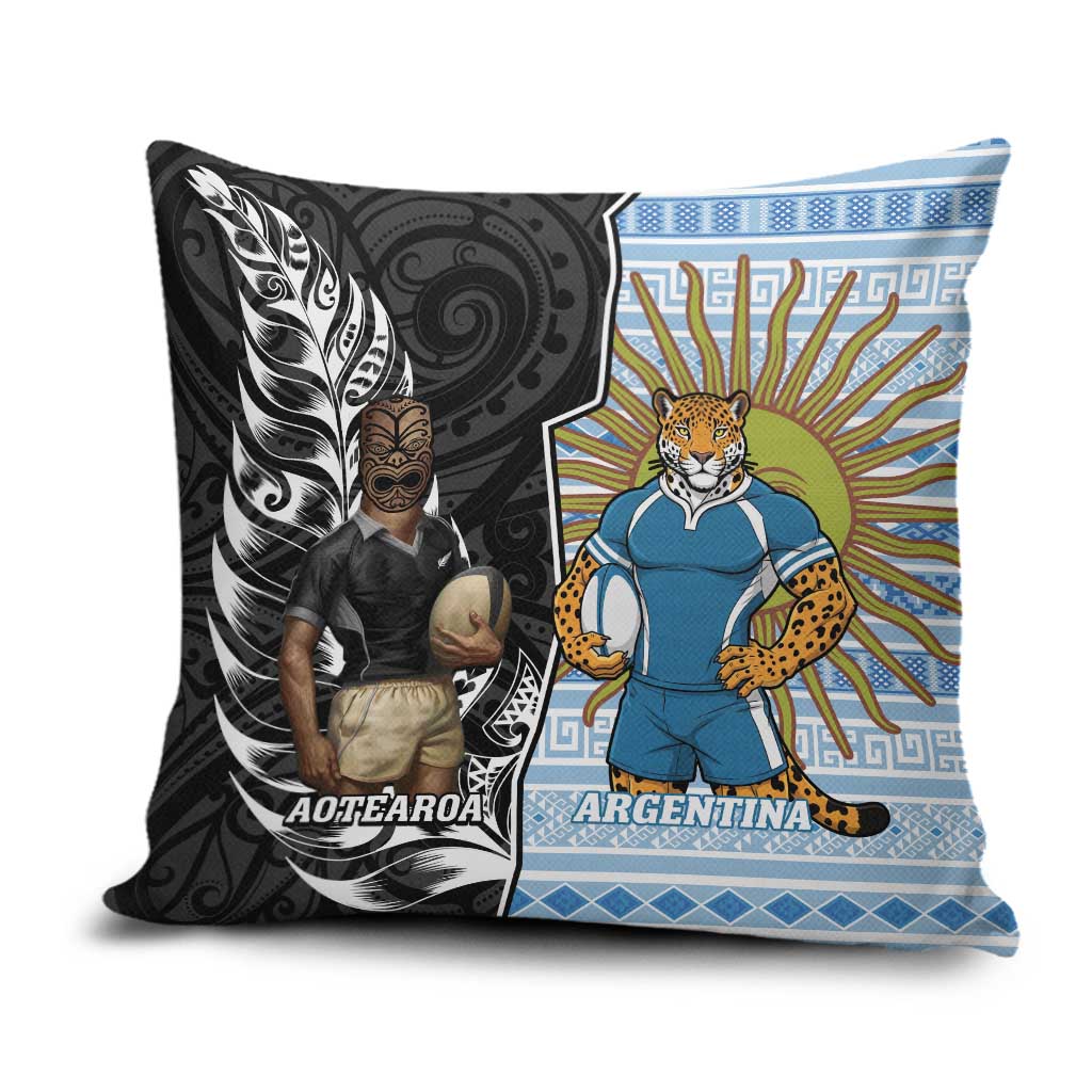 New Zealand Argentina Rugby Pillow Cover 2025 Los Pumas All Black Together - Aussie Hoodie