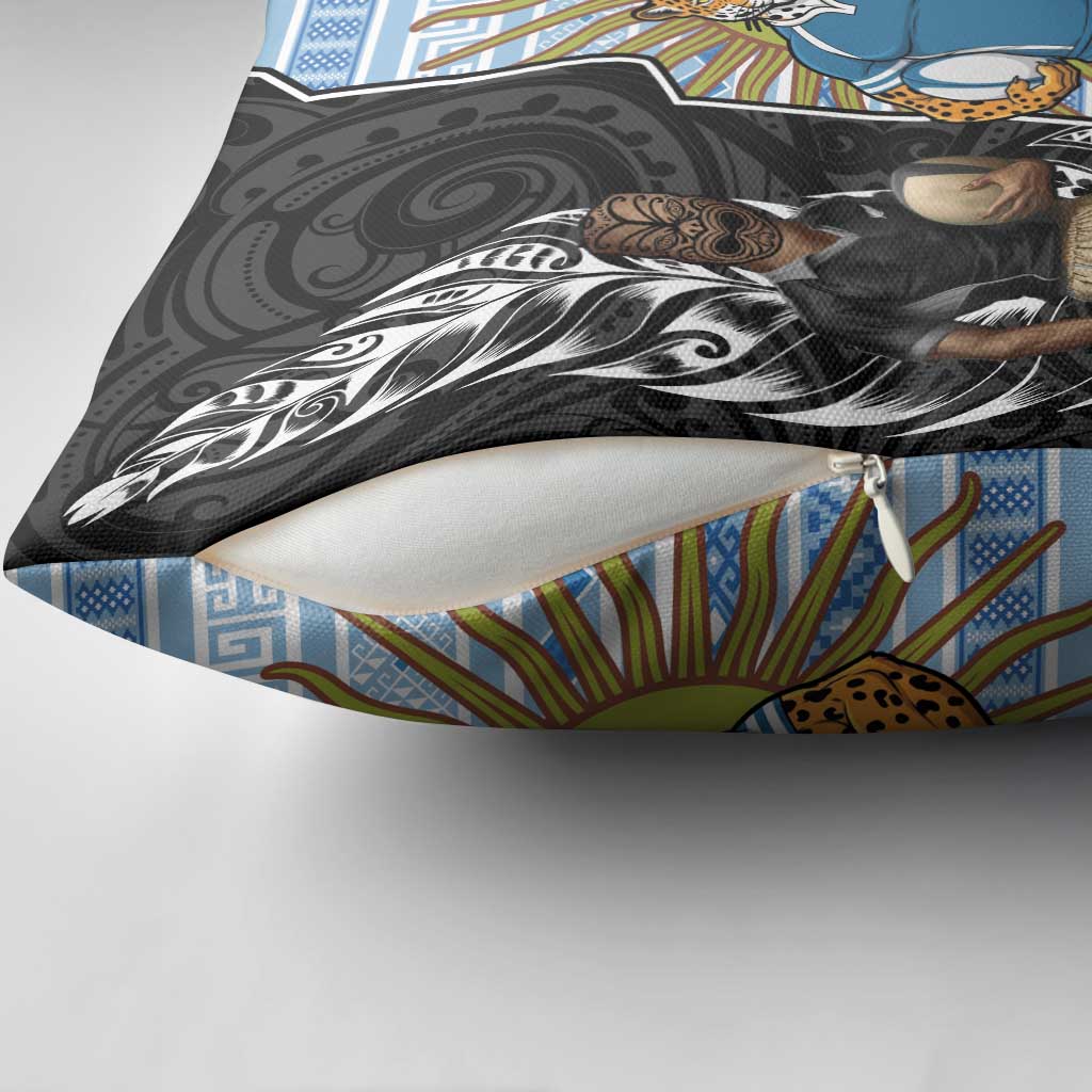 New Zealand Argentina Rugby Pillow Cover 2025 Los Pumas All Black Together - Aussie Hoodie