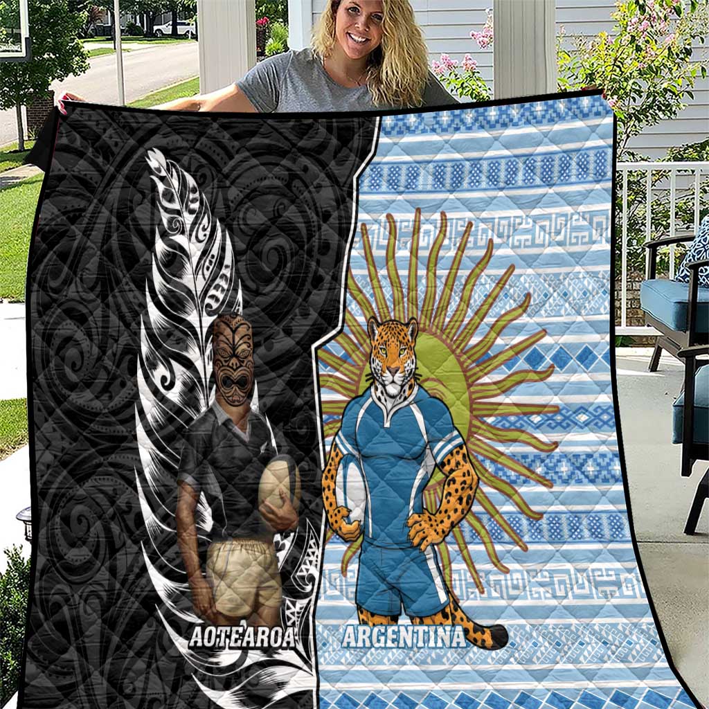 New Zealand Argentina Rugby Quilt 2025 Los Pumas All Black Together - Aussie Hoodie