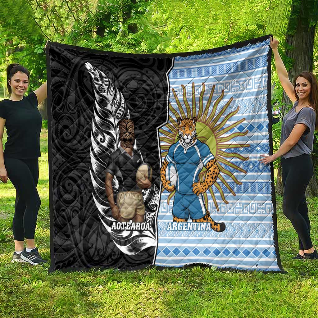 New Zealand Argentina Rugby Quilt 2025 Los Pumas All Black Together - Aussie Hoodie