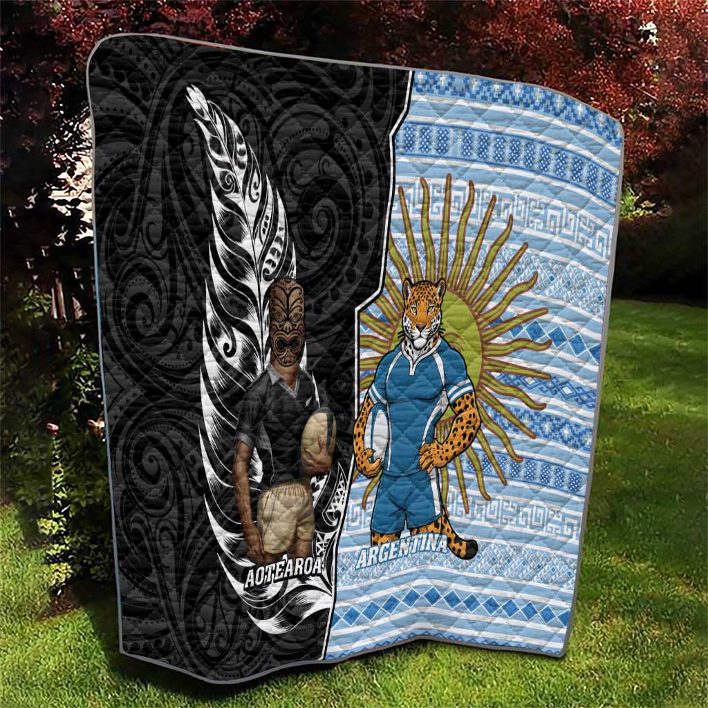 New Zealand Argentina Rugby Quilt 2025 Los Pumas All Black Together - Aussie Hoodie