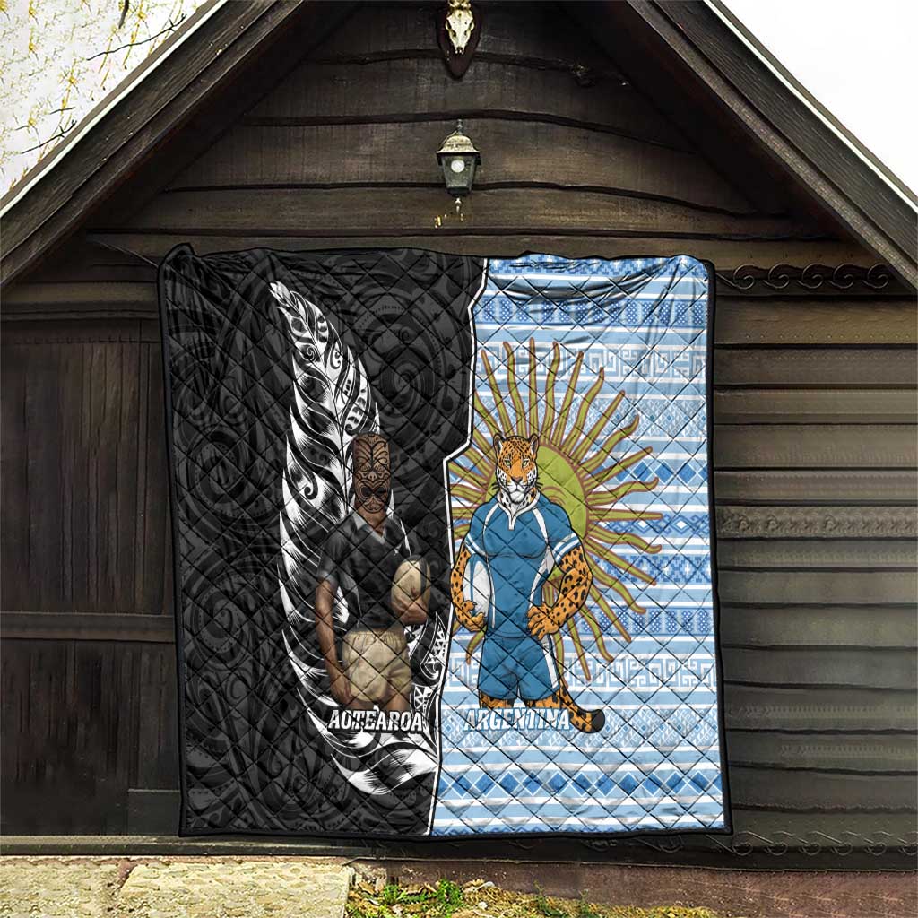 New Zealand Argentina Rugby Quilt 2025 Los Pumas All Black Together - Aussie Hoodie