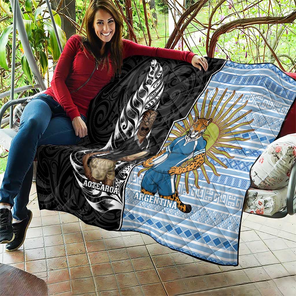 New Zealand Argentina Rugby Quilt 2025 Los Pumas All Black Together - Aussie Hoodie
