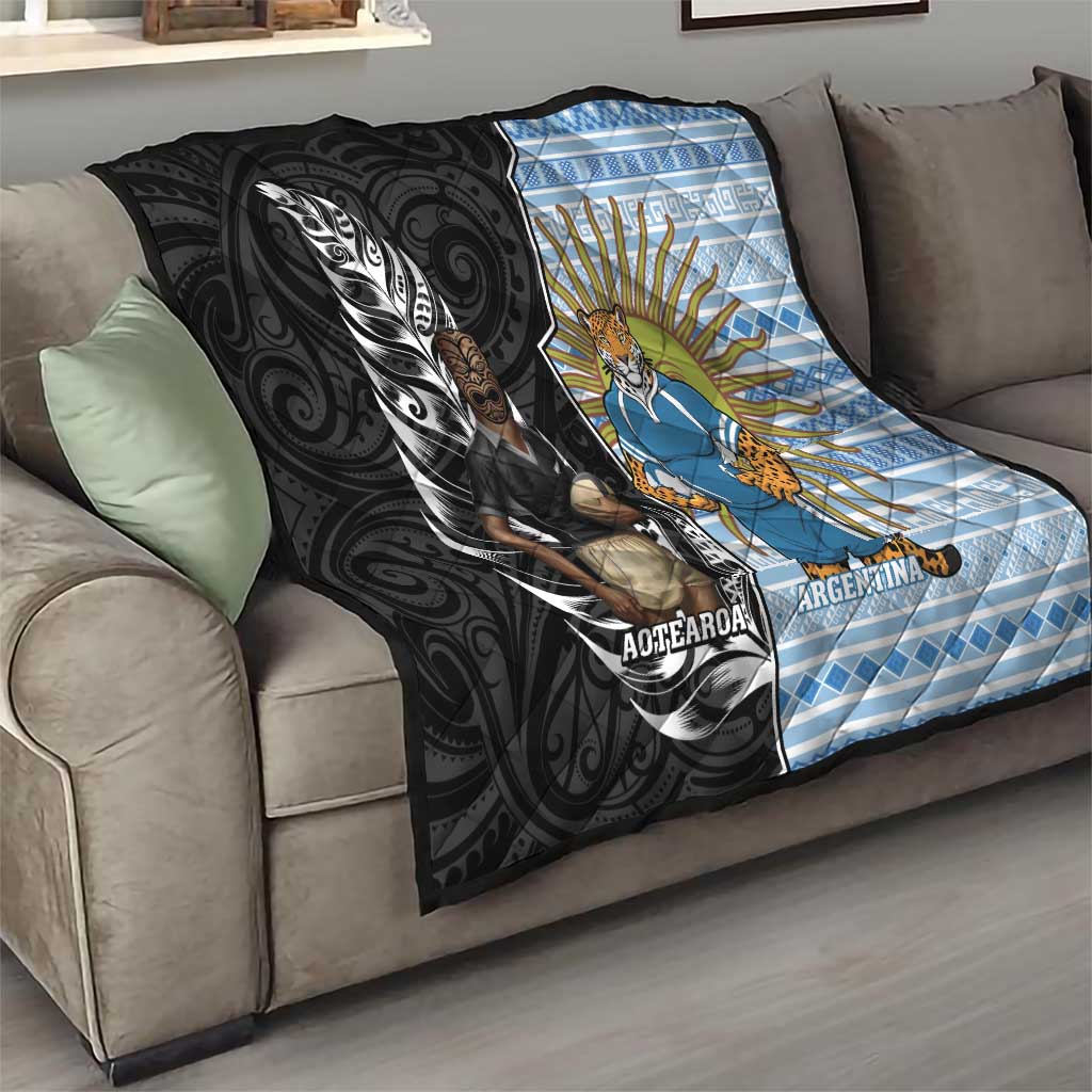 New Zealand Argentina Rugby Quilt 2025 Los Pumas All Black Together - Aussie Hoodie