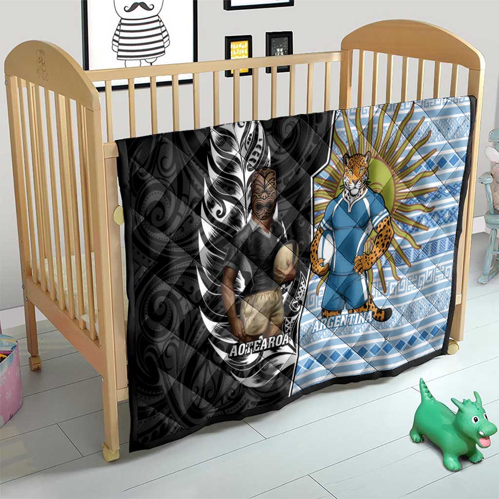 New Zealand Argentina Rugby Quilt 2025 Los Pumas All Black Together - Aussie Hoodie