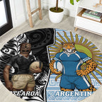 New Zealand Argentina Rugby Round Carpet 2025 Los Pumas All Black Together - Aussie Hoodie