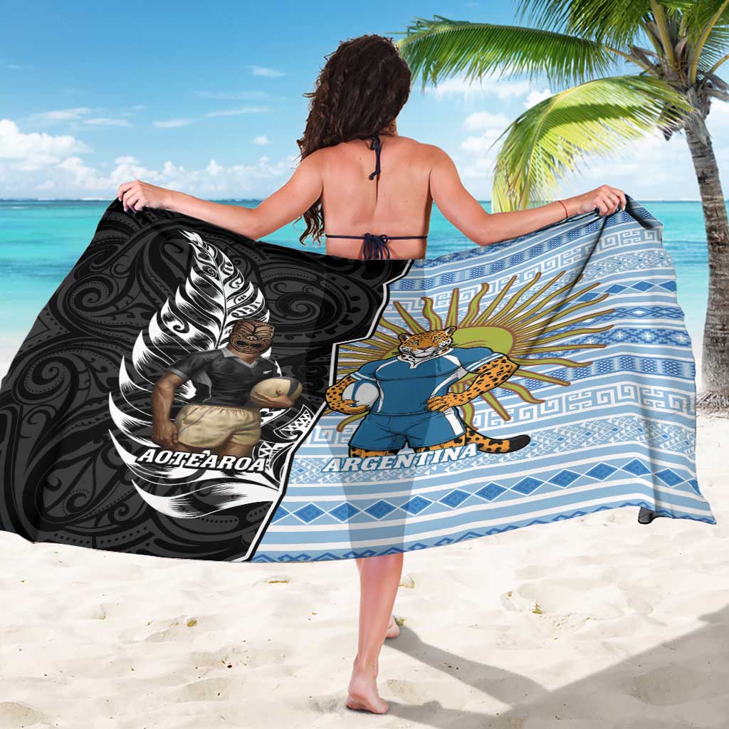 New Zealand Argentina Rugby Sarong 2025 Los Pumas All Black Together - Aussie Hoodie