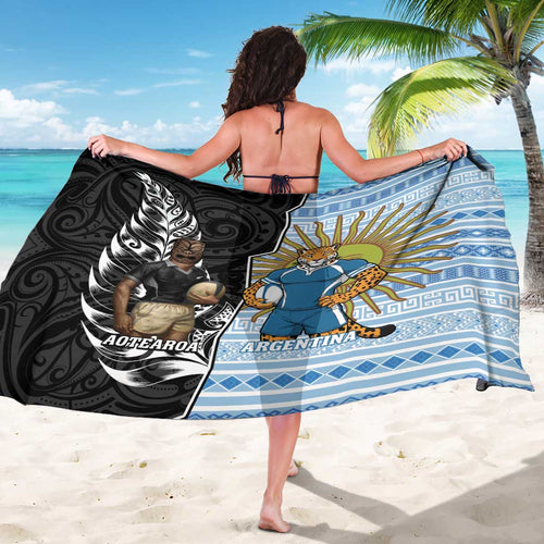New Zealand Argentina Rugby Sarong 2025 Los Pumas All Black Together - Aussie Hoodie