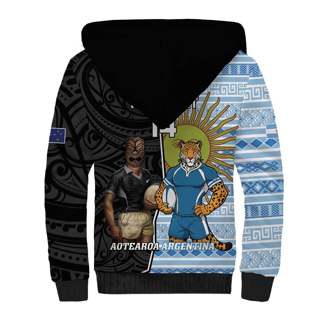 New Zealand Argentina Rugby Custom Sherpa Hoodie 2025 Los Pumas All Black Together - Aussie Hoodie