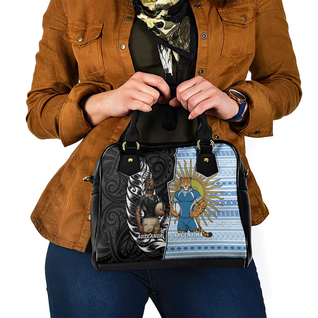 New Zealand Argentina Rugby Shoulder Handbag 2025 Los Pumas All Black Together - Aussie Hoodie