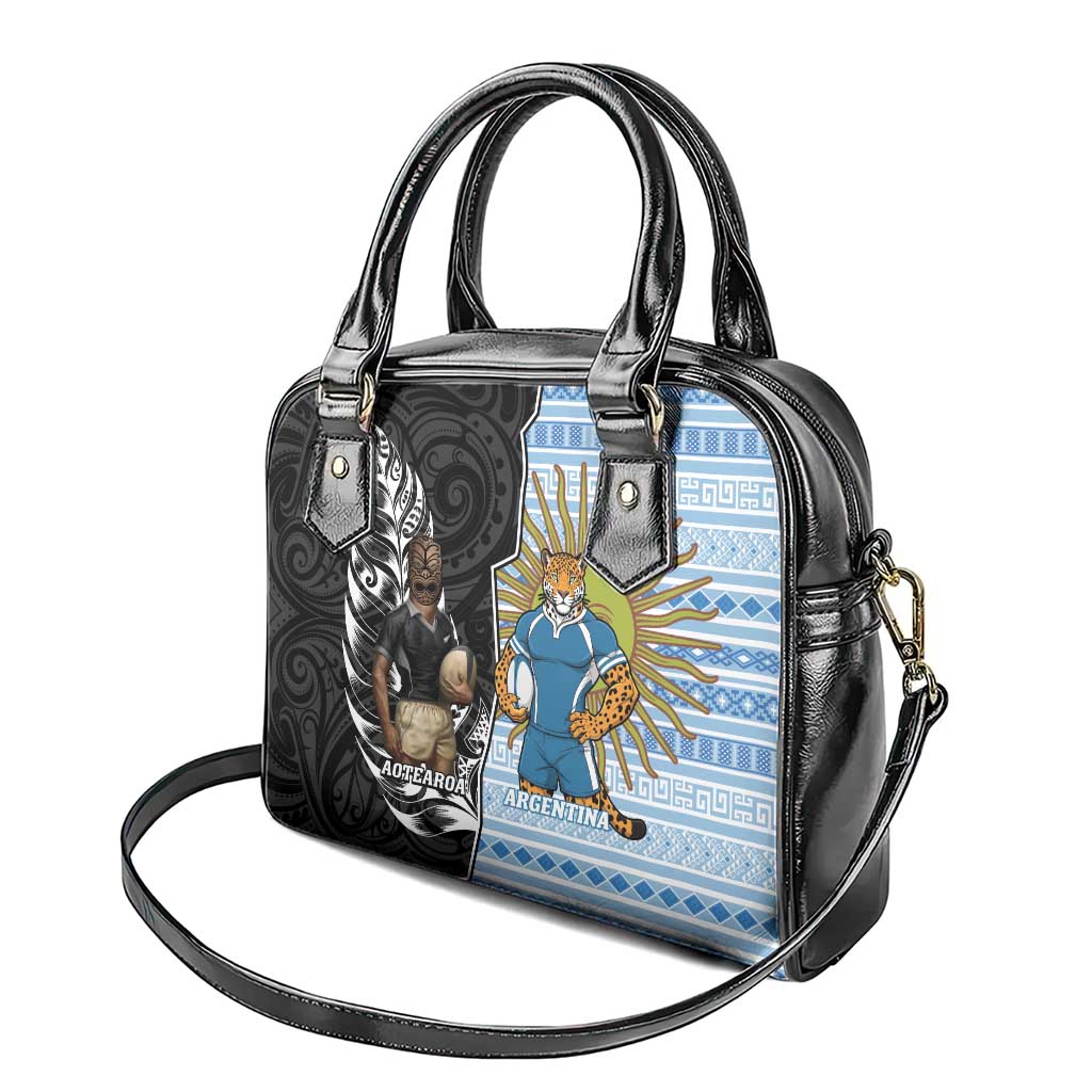 New Zealand Argentina Rugby Shoulder Handbag 2025 Los Pumas All Black Together - Aussie Hoodie