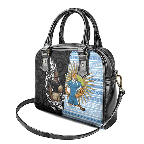 New Zealand Argentina Rugby Shoulder Handbag 2025 Los Pumas All Black Together - Aussie Hoodie