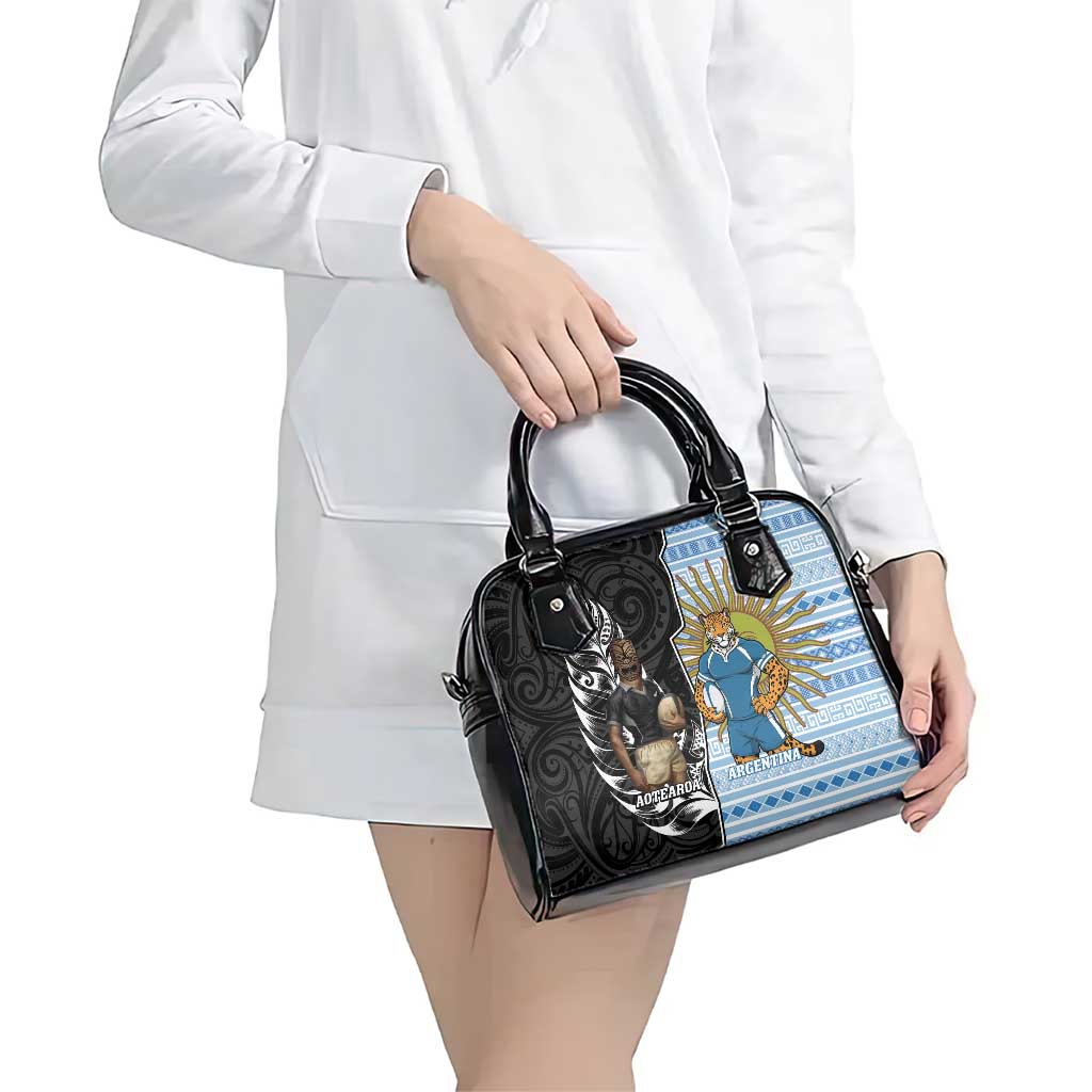 New Zealand Argentina Rugby Shoulder Handbag 2025 Los Pumas All Black Together - Aussie Hoodie