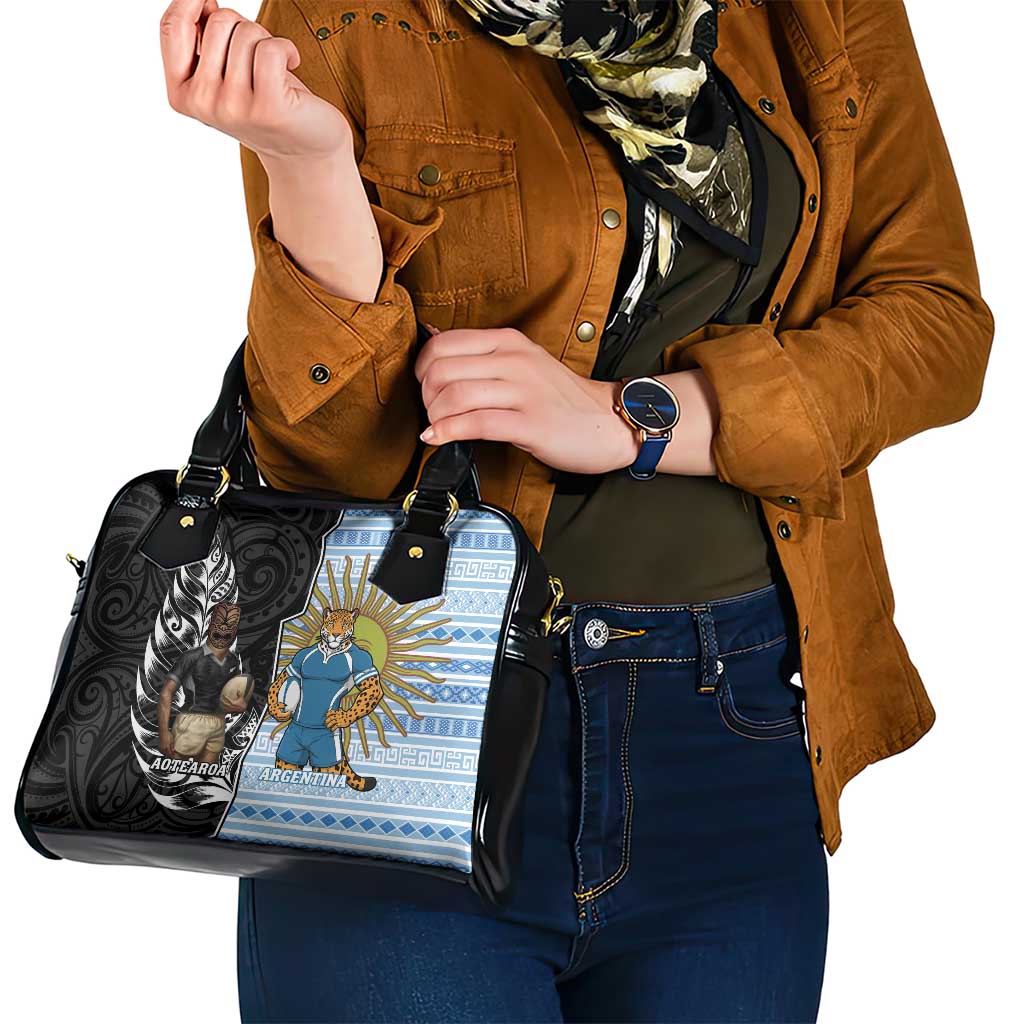 New Zealand Argentina Rugby Shoulder Handbag 2025 Los Pumas All Black Together - Aussie Hoodie