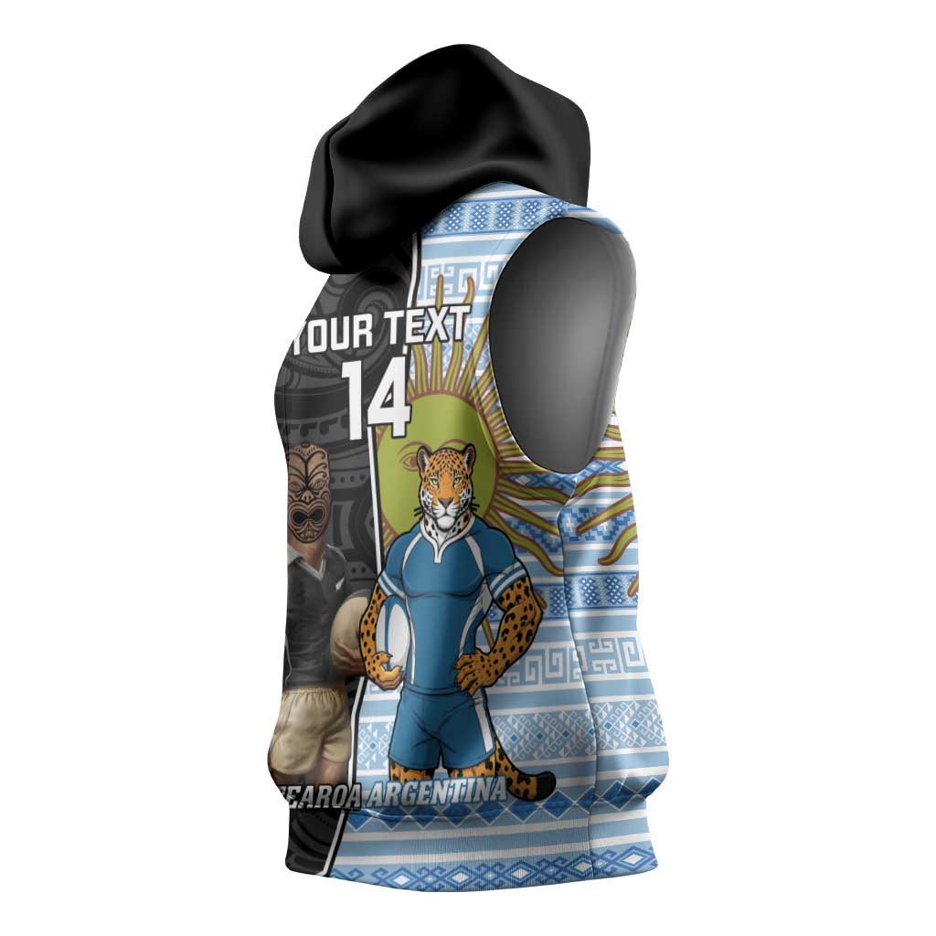 New Zealand Argentina Rugby Custom Sleeveless Hoodie 2025 Los Pumas All Black Together - Aussie Hoodie