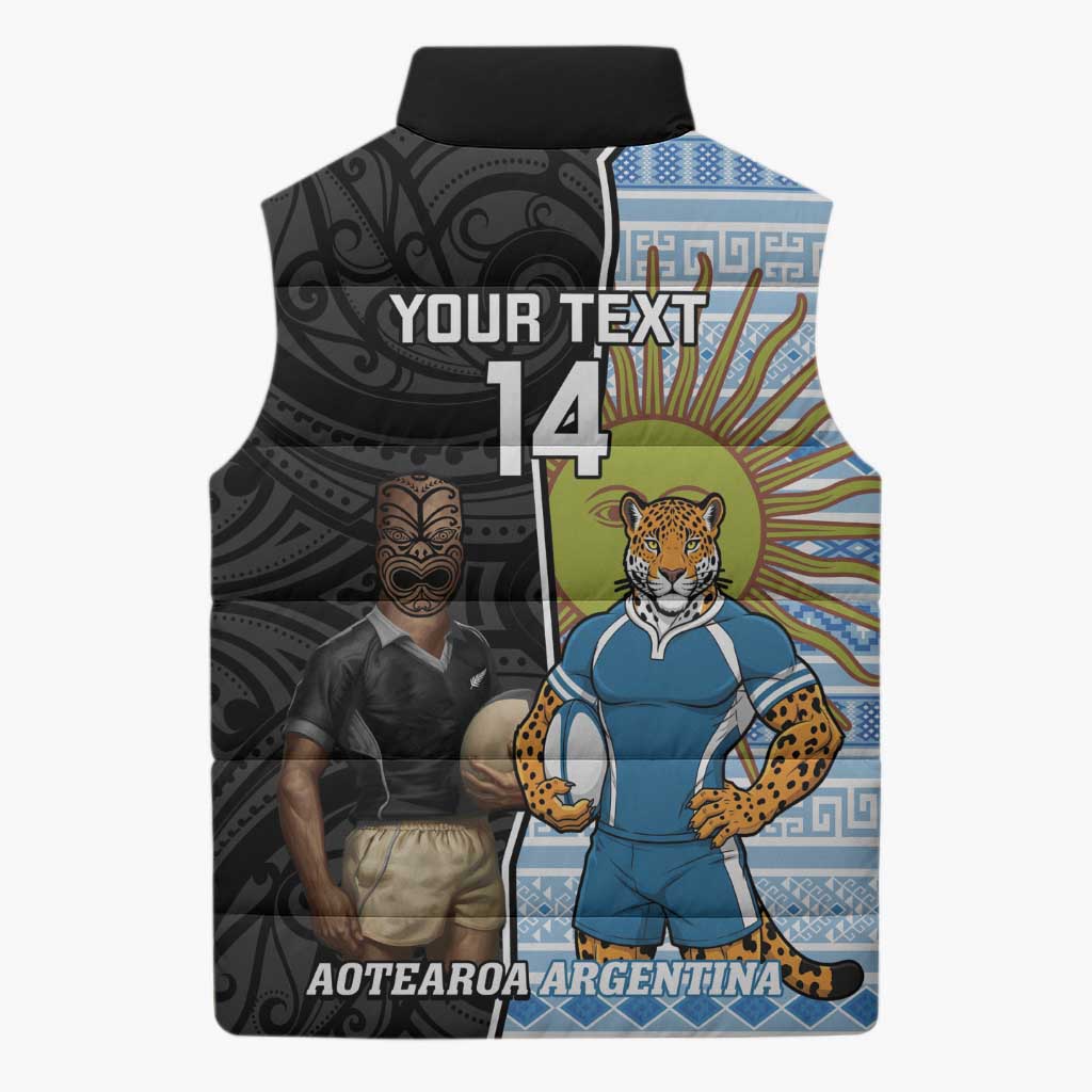 New Zealand Argentina Rugby Custom Sleeveless Puffer Jacket 2025 Los Pumas All Black Together - Aussie Hoodie