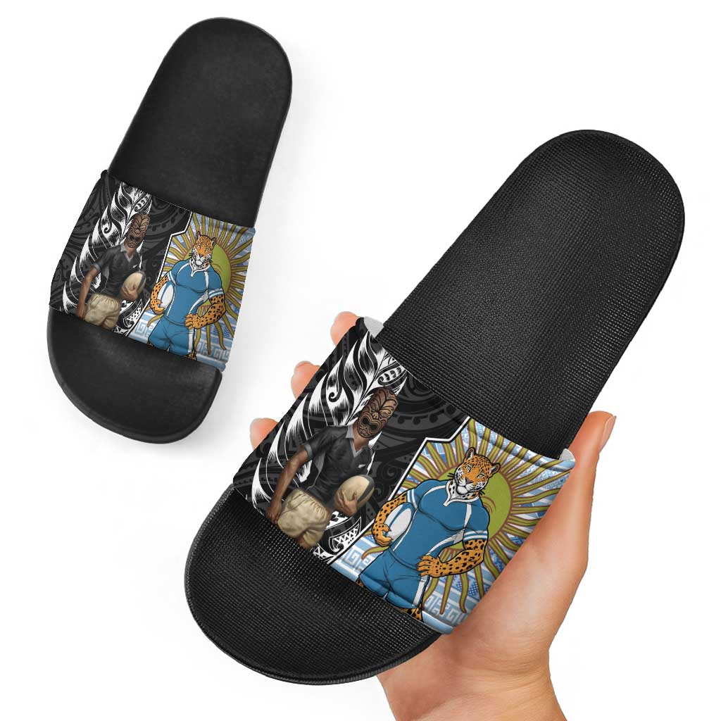 New Zealand Argentina Rugby Slide Sandals 2025 Los Pumas All Black Together - Aussie Hoodie