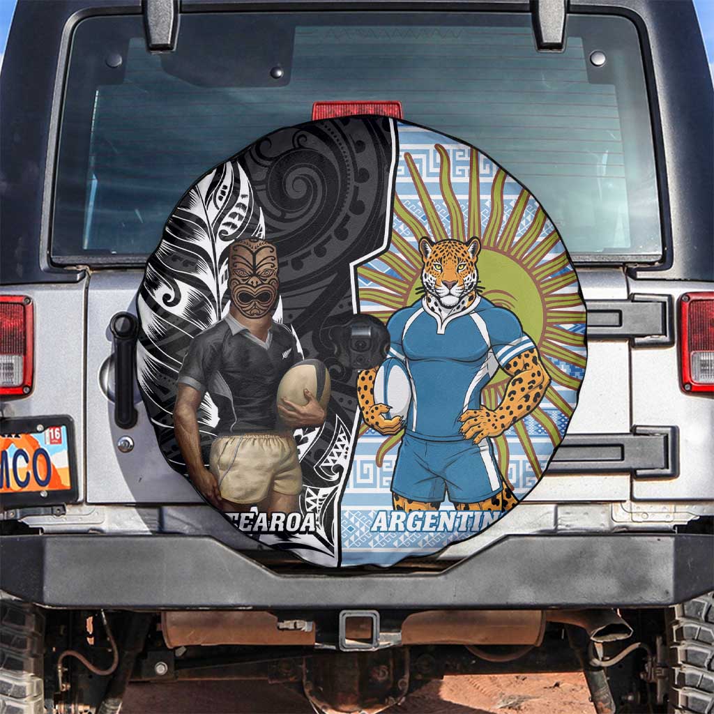 New Zealand Argentina Rugby Spare Tire Cover 2025 Los Pumas All Black Together - Aussie Hoodie