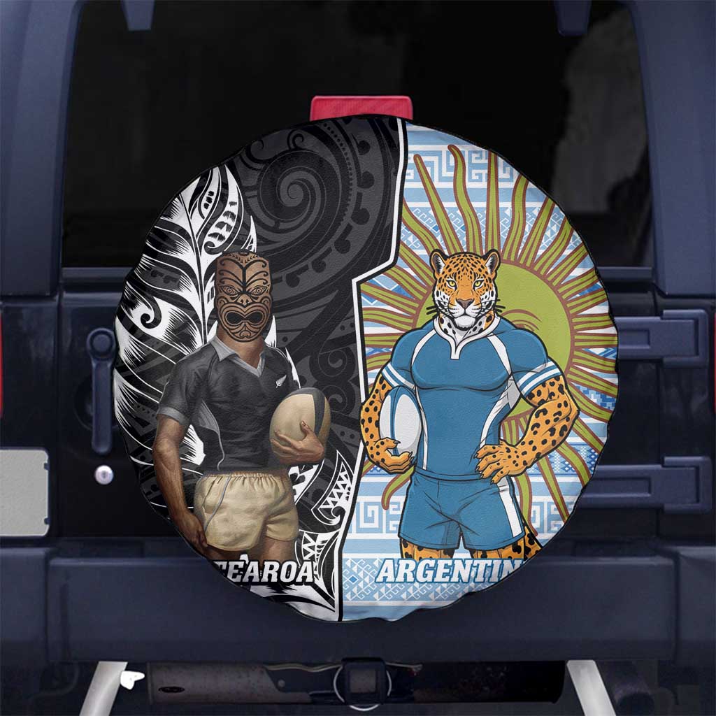 New Zealand Argentina Rugby Spare Tire Cover 2025 Los Pumas All Black Together - Aussie Hoodie
