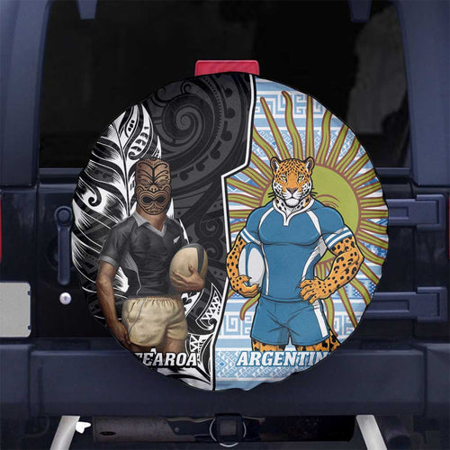 New Zealand Argentina Rugby Spare Tire Cover 2025 Los Pumas All Black Together - Aussie Hoodie