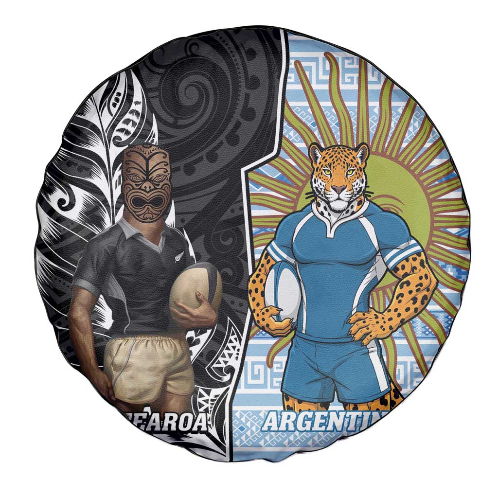 New Zealand Argentina Rugby Spare Tire Cover 2025 Los Pumas All Black Together - Aussie Hoodie