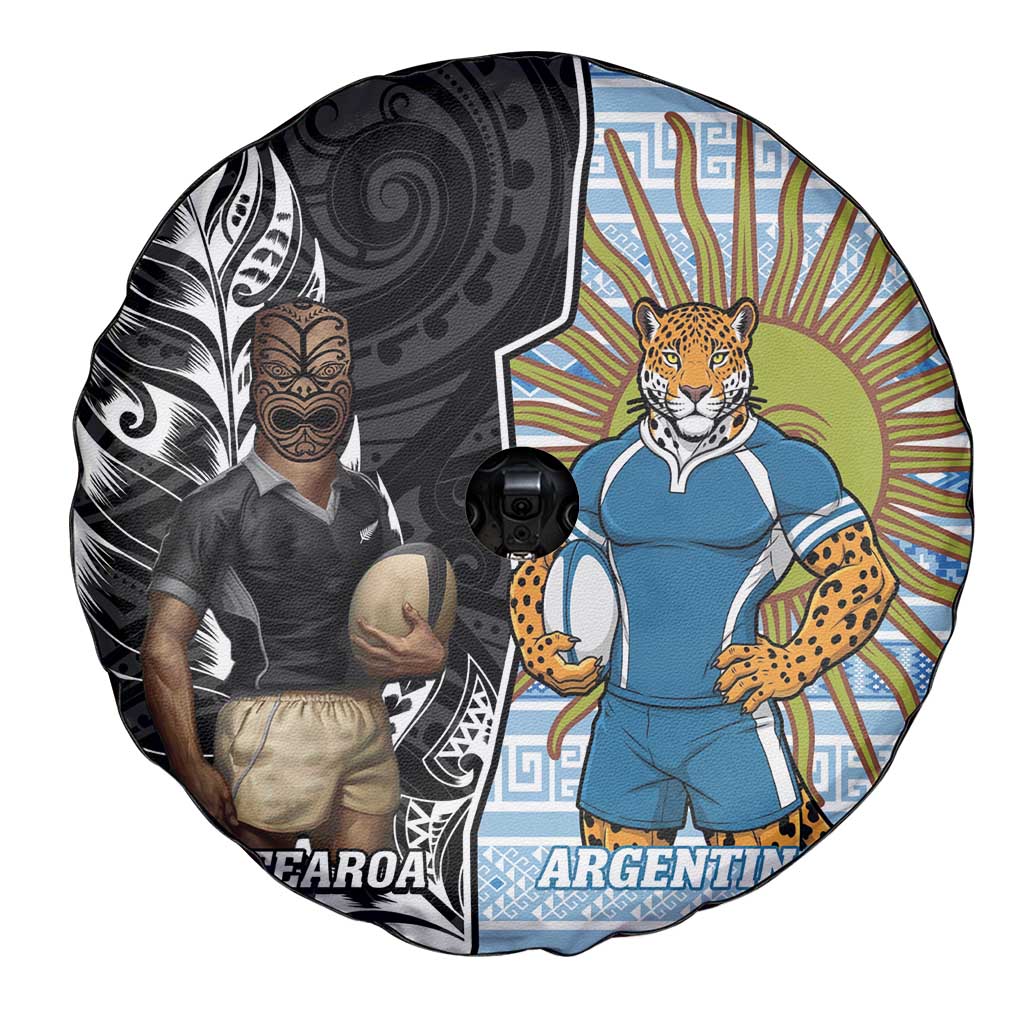 New Zealand Argentina Rugby Spare Tire Cover 2025 Los Pumas All Black Together - Aussie Hoodie