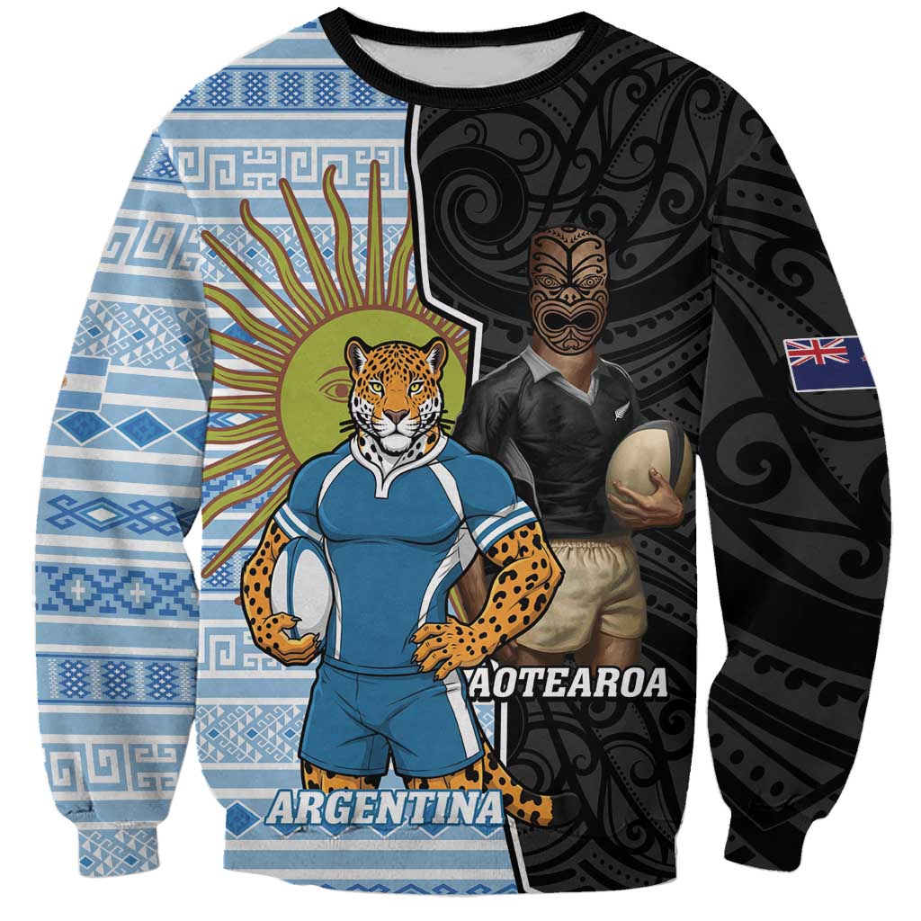New Zealand Argentina Rugby Custom Sweatshirt 2025 Los Pumas All Black Together - Aussie Hoodie