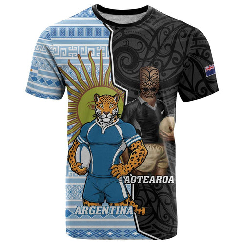 New Zealand Argentina Rugby Custom T Shirt 2025 Los Pumas All Black Together - Aussie Hoodie