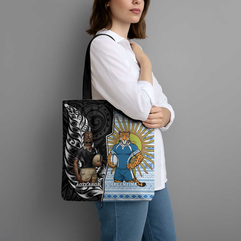 New Zealand Argentina Rugby Tote Bag 2025 Los Pumas All Black Together - Aussie Hoodie