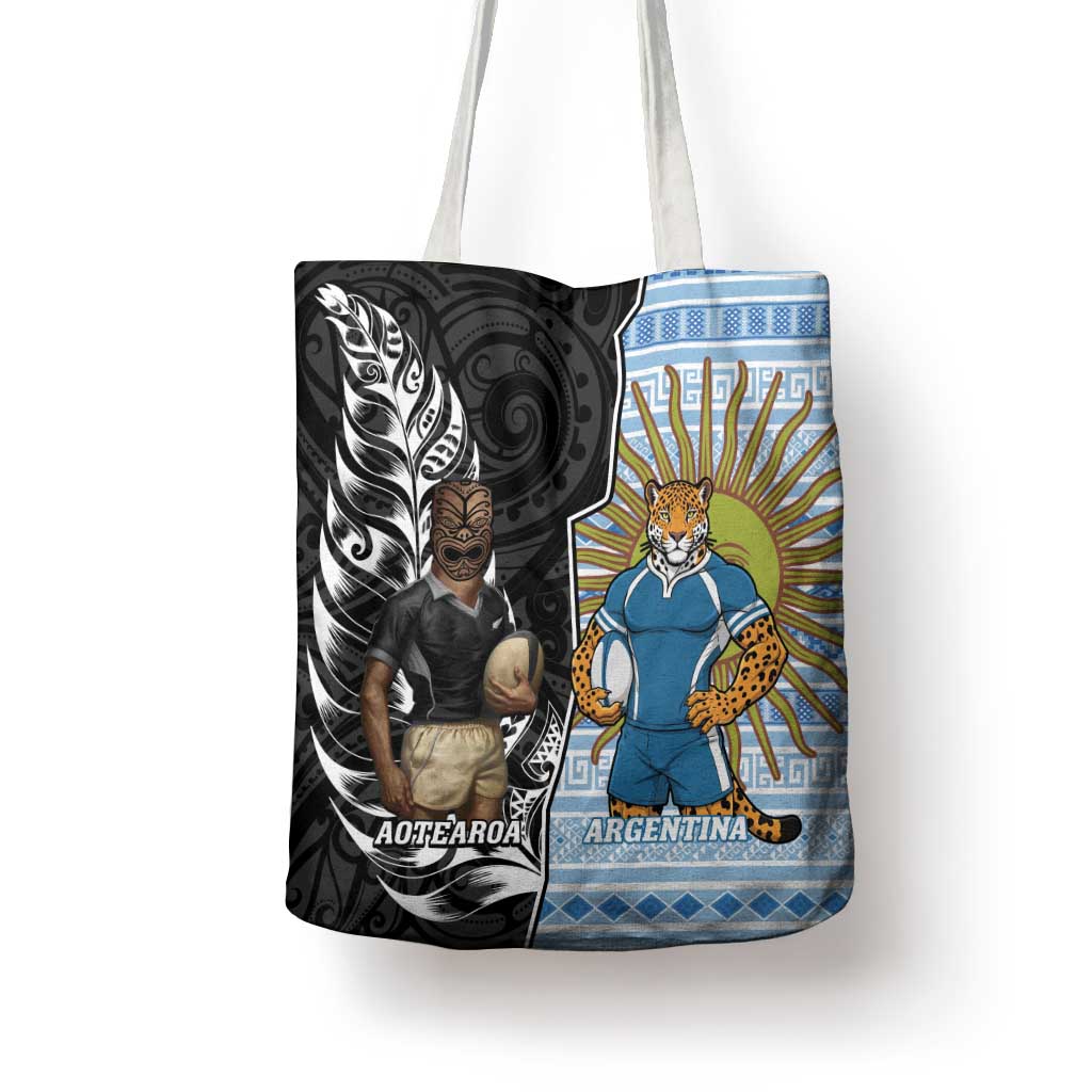 New Zealand Argentina Rugby Tote Bag 2025 Los Pumas All Black Together - Aussie Hoodie