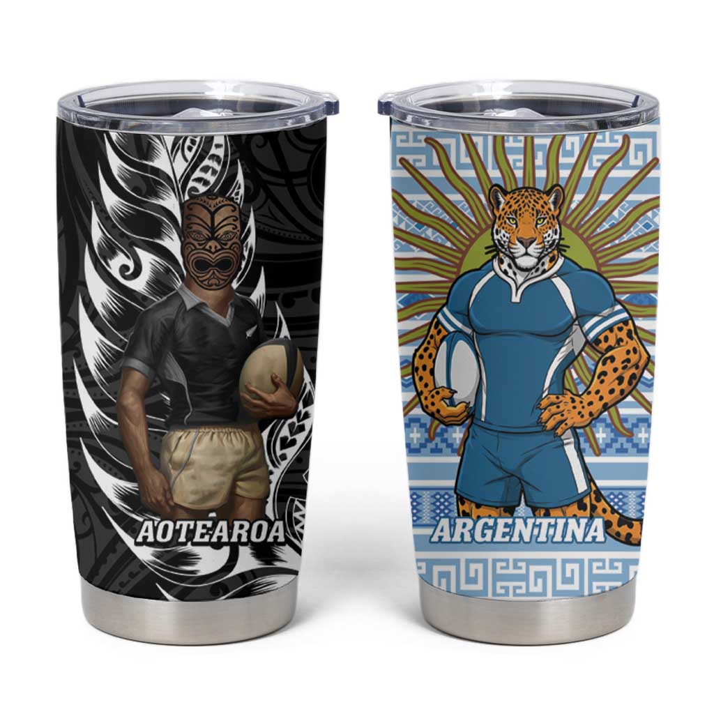 New Zealand Argentina Rugby Tumbler Cup 2025 Los Pumas All Black Together - Aussie Hoodie