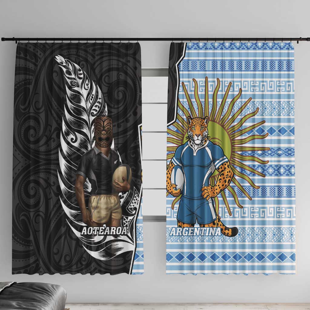 New Zealand Argentina Rugby Window Curtain 2025 Los Pumas All Black Together - Aussie Hoodie