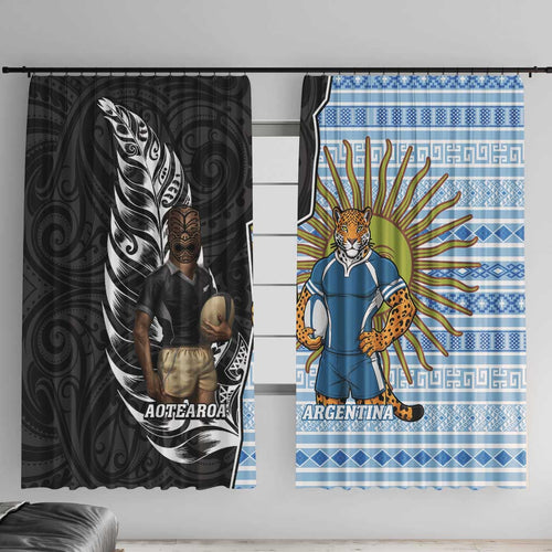 New Zealand Argentina Rugby Window Curtain 2025 Los Pumas All Black Together - Aussie Hoodie