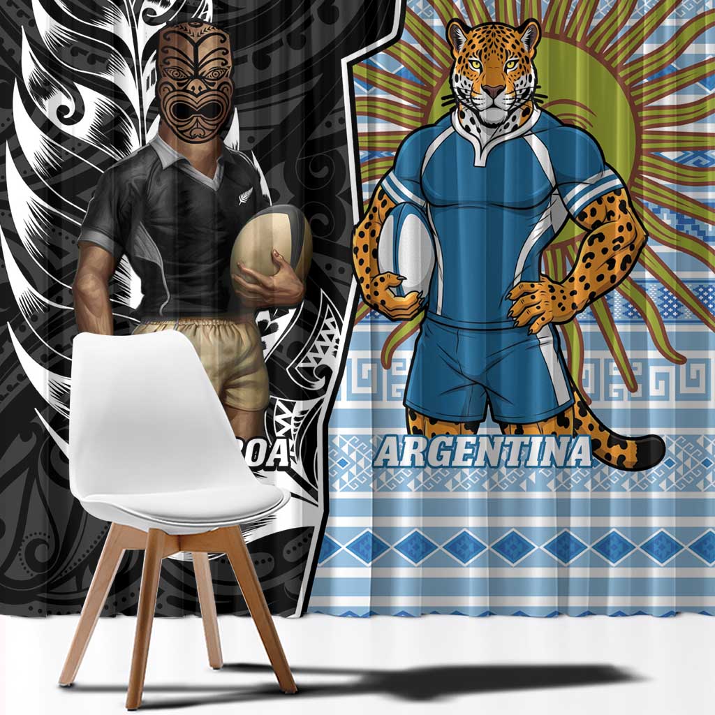 New Zealand Argentina Rugby Window Curtain 2025 Los Pumas All Black Together - Aussie Hoodie