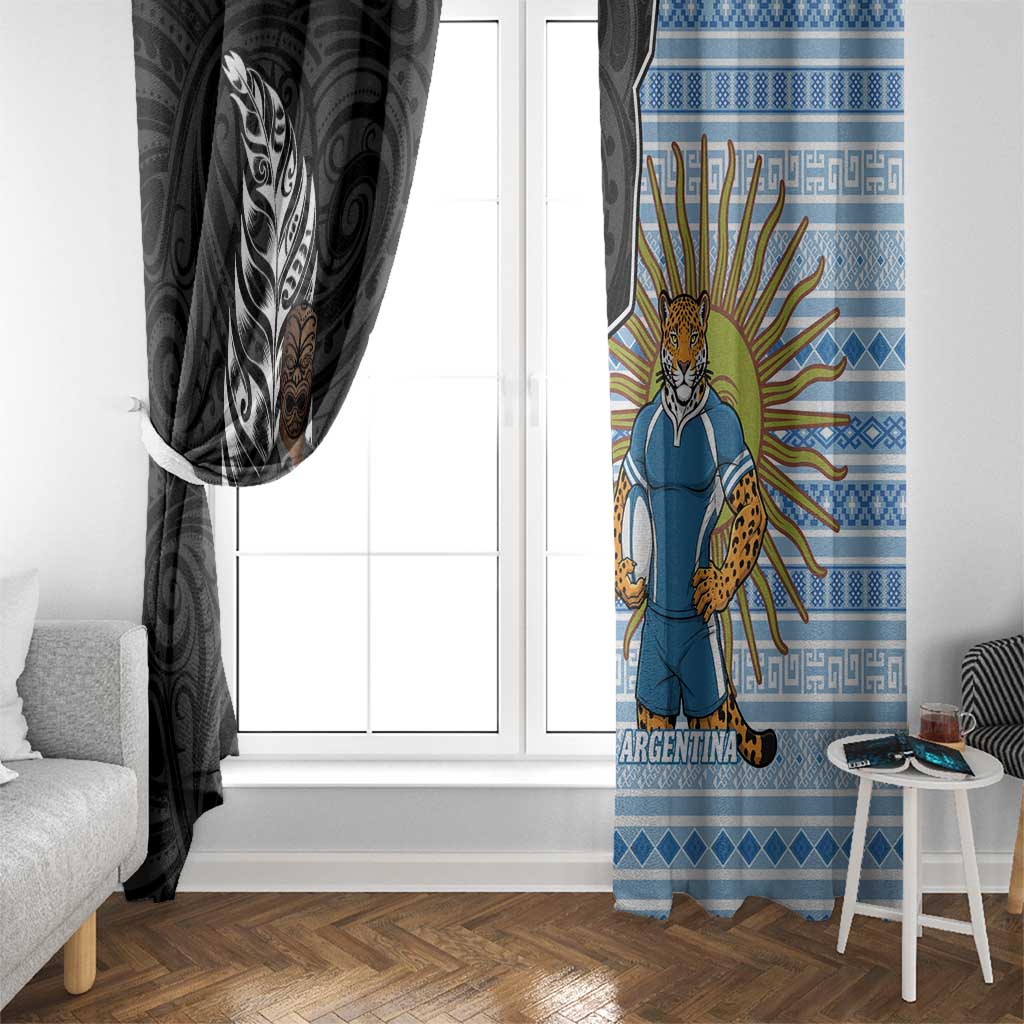 New Zealand Argentina Rugby Window Curtain 2025 Los Pumas All Black Together - Aussie Hoodie