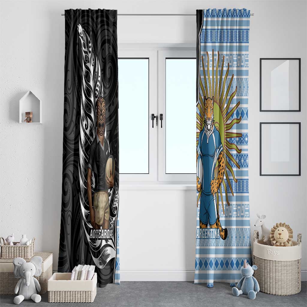 New Zealand Argentina Rugby Window Curtain 2025 Los Pumas All Black Together - Aussie Hoodie