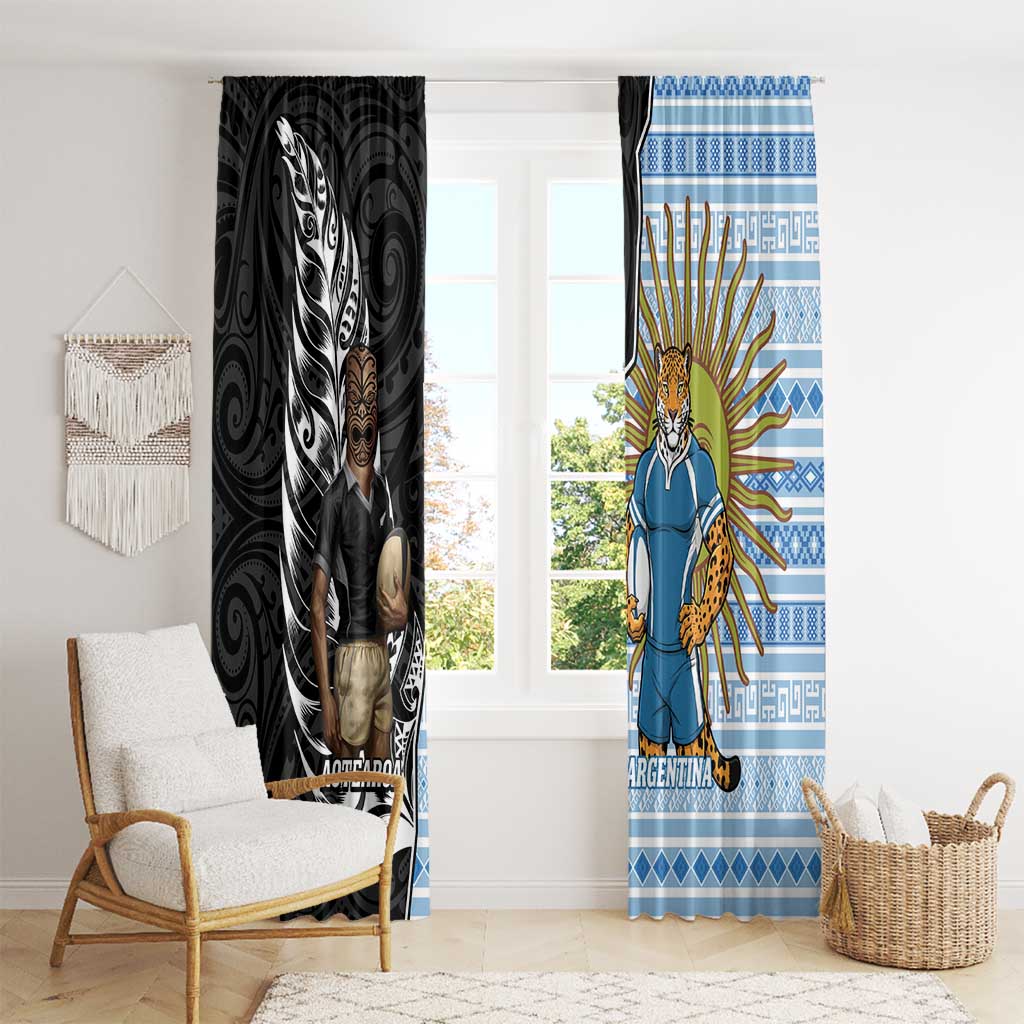 New Zealand Argentina Rugby Window Curtain 2025 Los Pumas All Black Together - Aussie Hoodie
