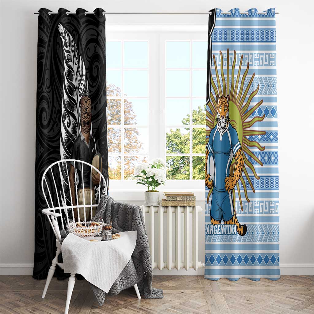 New Zealand Argentina Rugby Window Curtain 2025 Los Pumas All Black Together - Aussie Hoodie