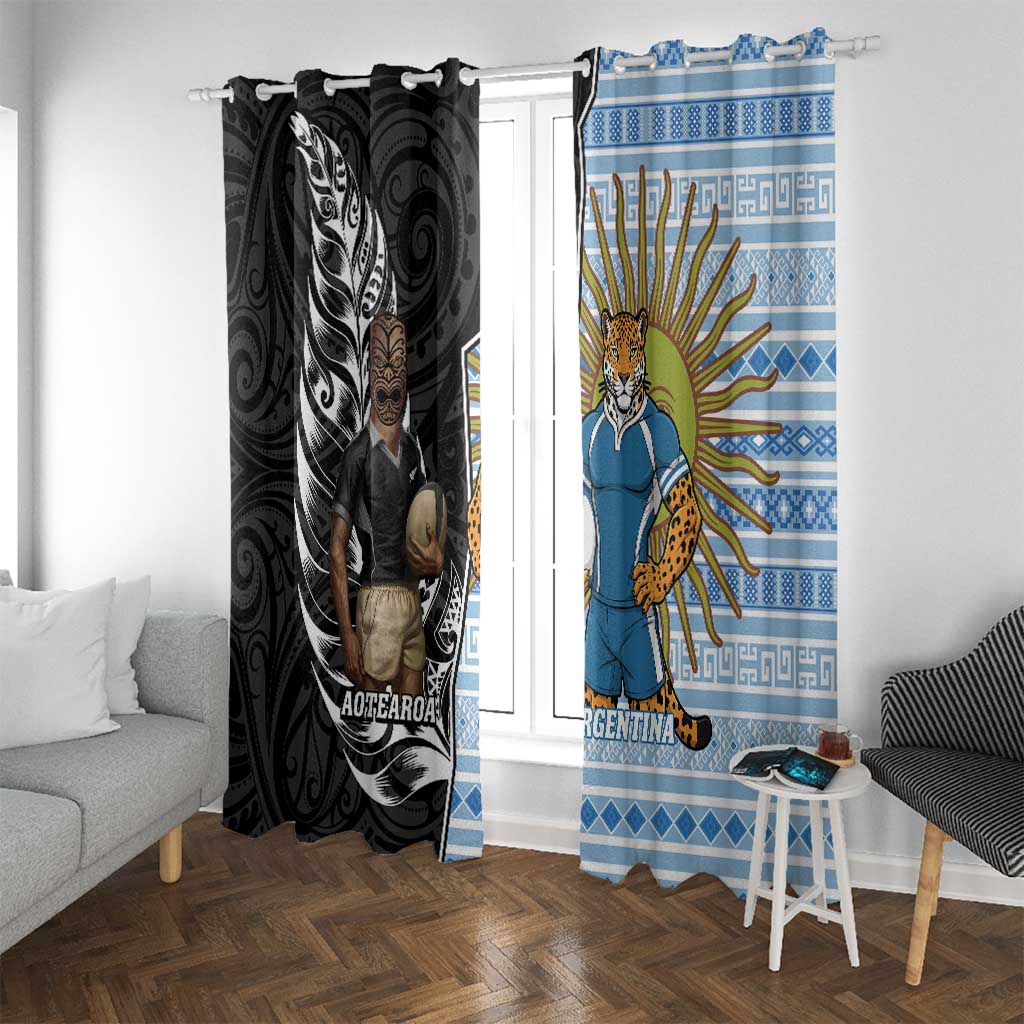 New Zealand Argentina Rugby Window Curtain 2025 Los Pumas All Black Together - Aussie Hoodie