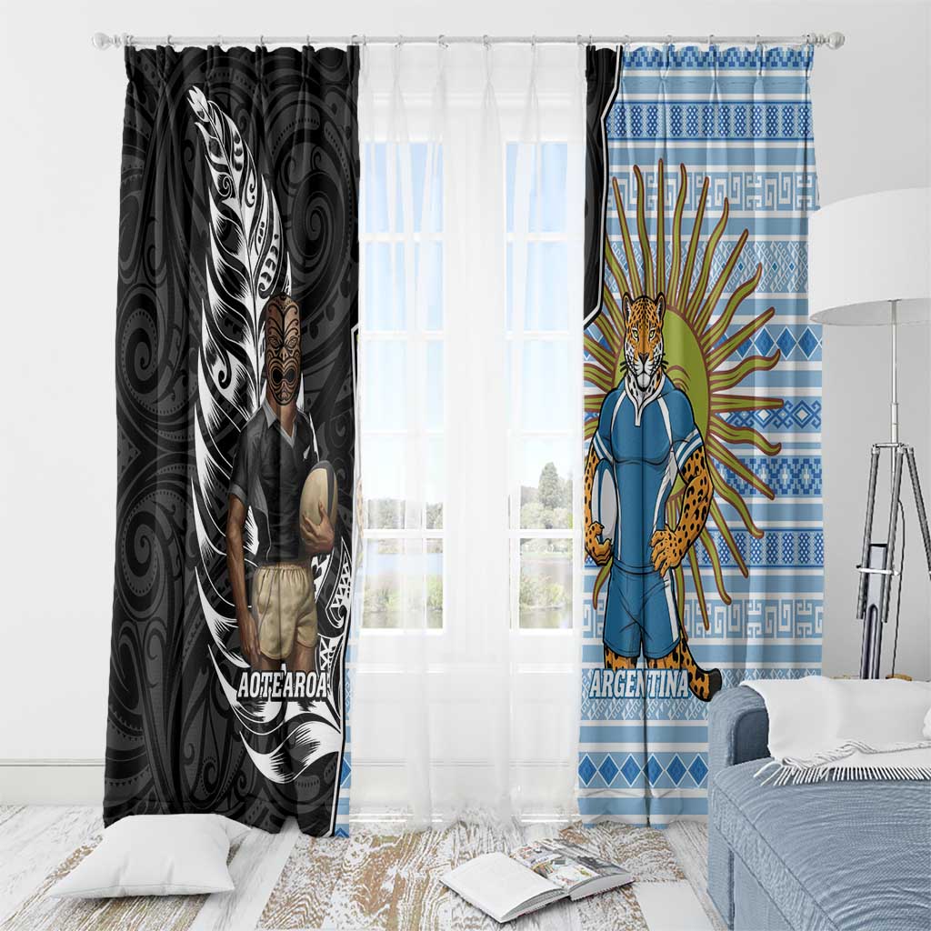 New Zealand Argentina Rugby Window Curtain 2025 Los Pumas All Black Together - Aussie Hoodie